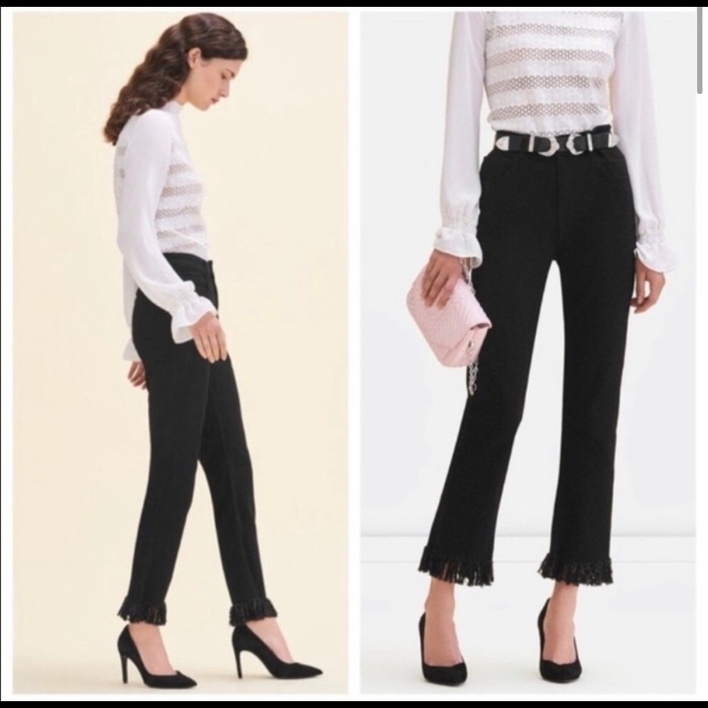 NWT Maje black ruffled pants size 36. (26 US)